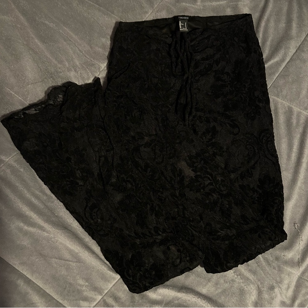 Forever21 Black Lace Flared Pants Size S